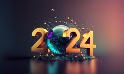 Happy New Year Celebration 2024 Banner. Generative AI