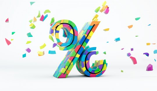 3D-Prozentzeichen in bunten Farben