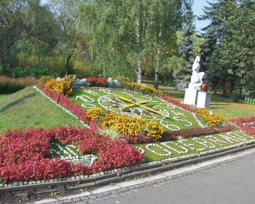 Tschechien, Blumenuhr in Podebrady 